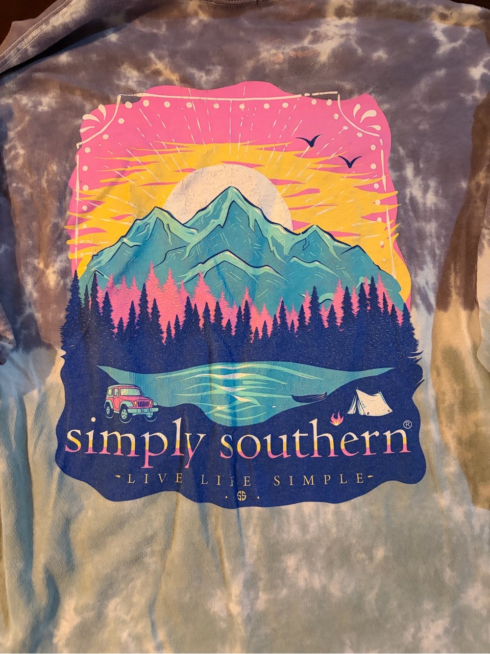 Simply Southern Women's Long Sleeve Tie-Dye Graphic Tee - purple and green